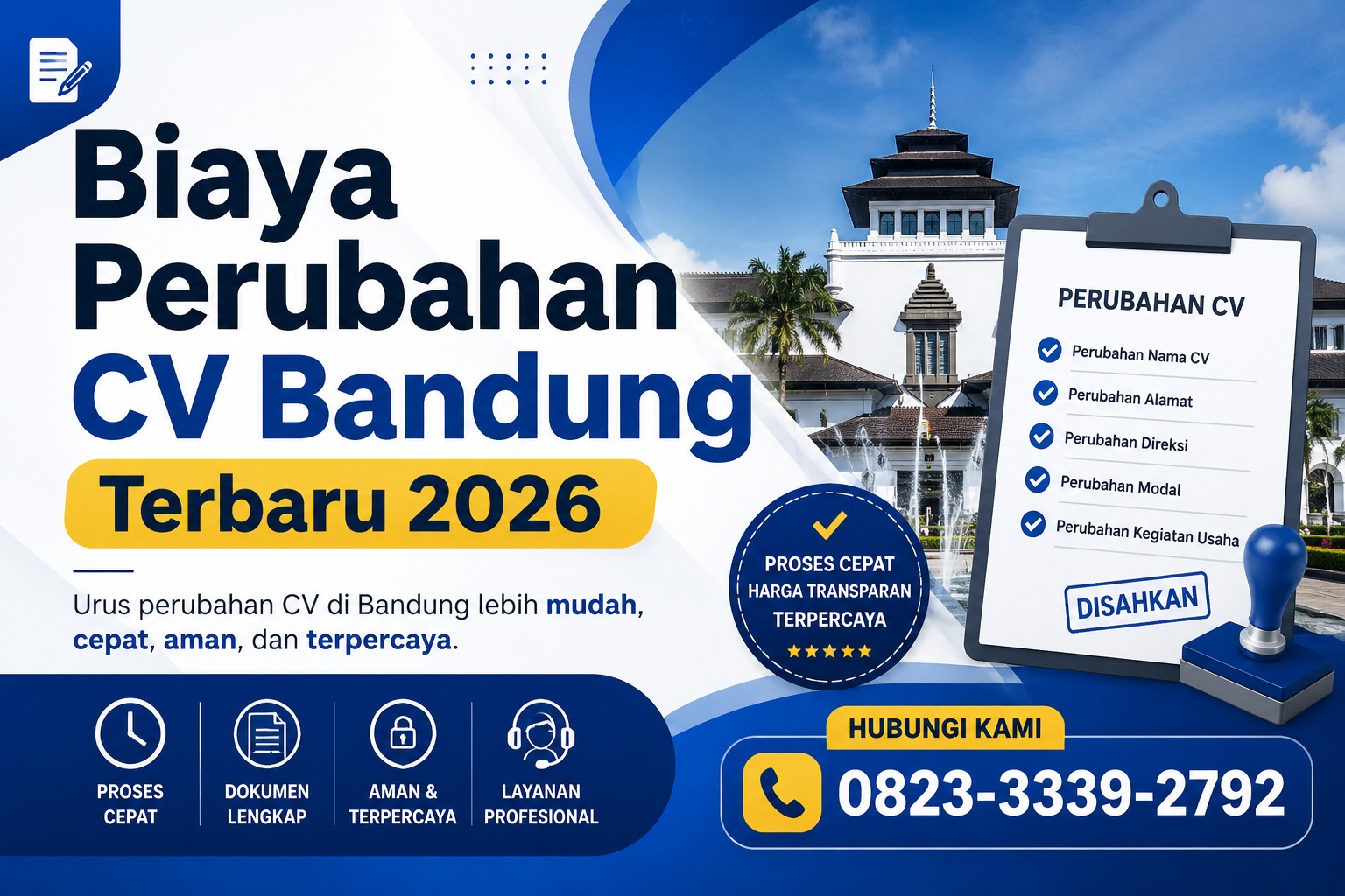 Biaya Perubahan CV Bandung Terbaru 2026