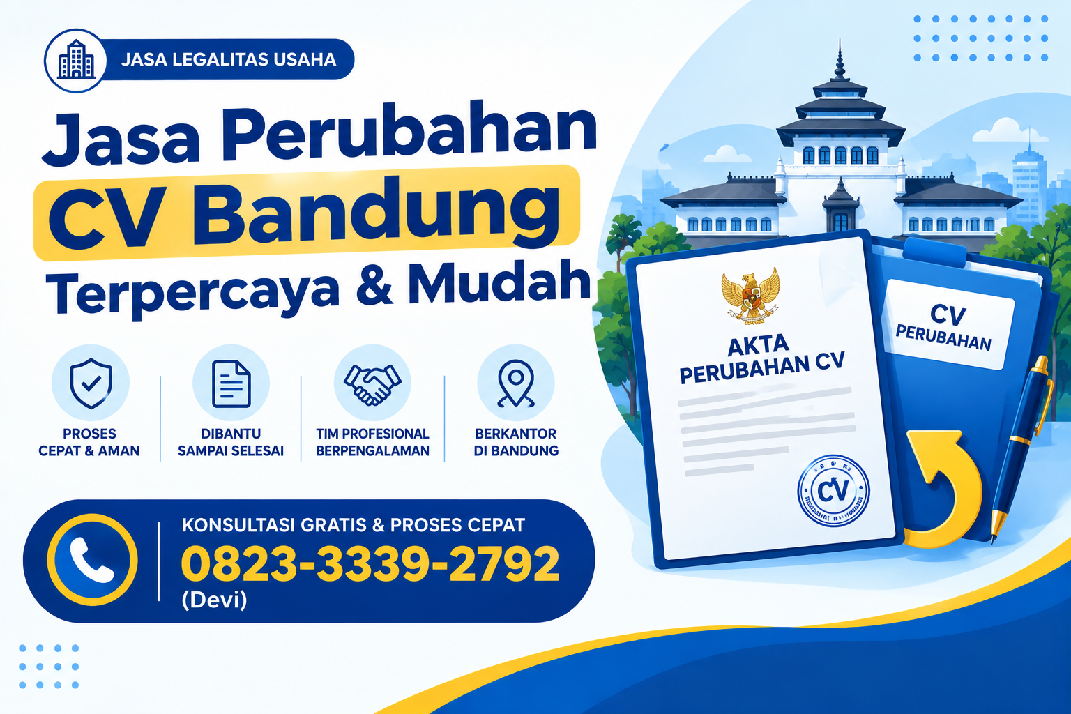 Jasa Perubahan CV Bandung Terpercaya & Mudah